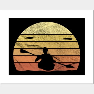 Kayak Sunset River Retro Look Vintage Gift Idea Posters and Art